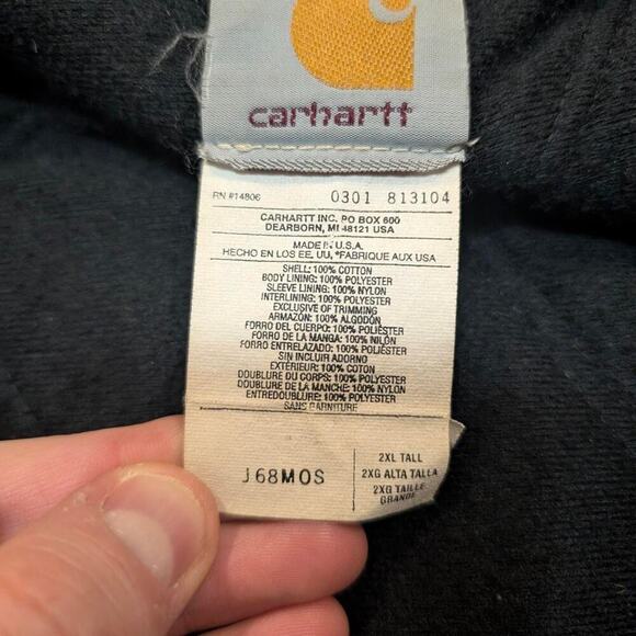 VTG 2001 Carhartt J68MOS Full Zip Canvas Hoodie Lined Mens 2XLT - Picture 4 of 6